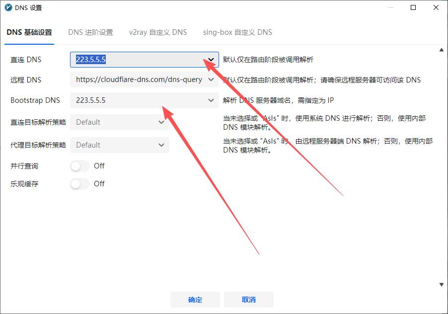 v2rayN DNS设置细节