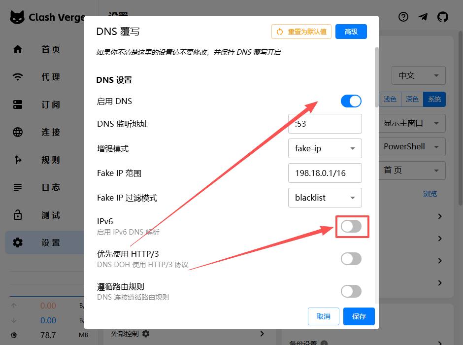 Verge DNS 覆写设置